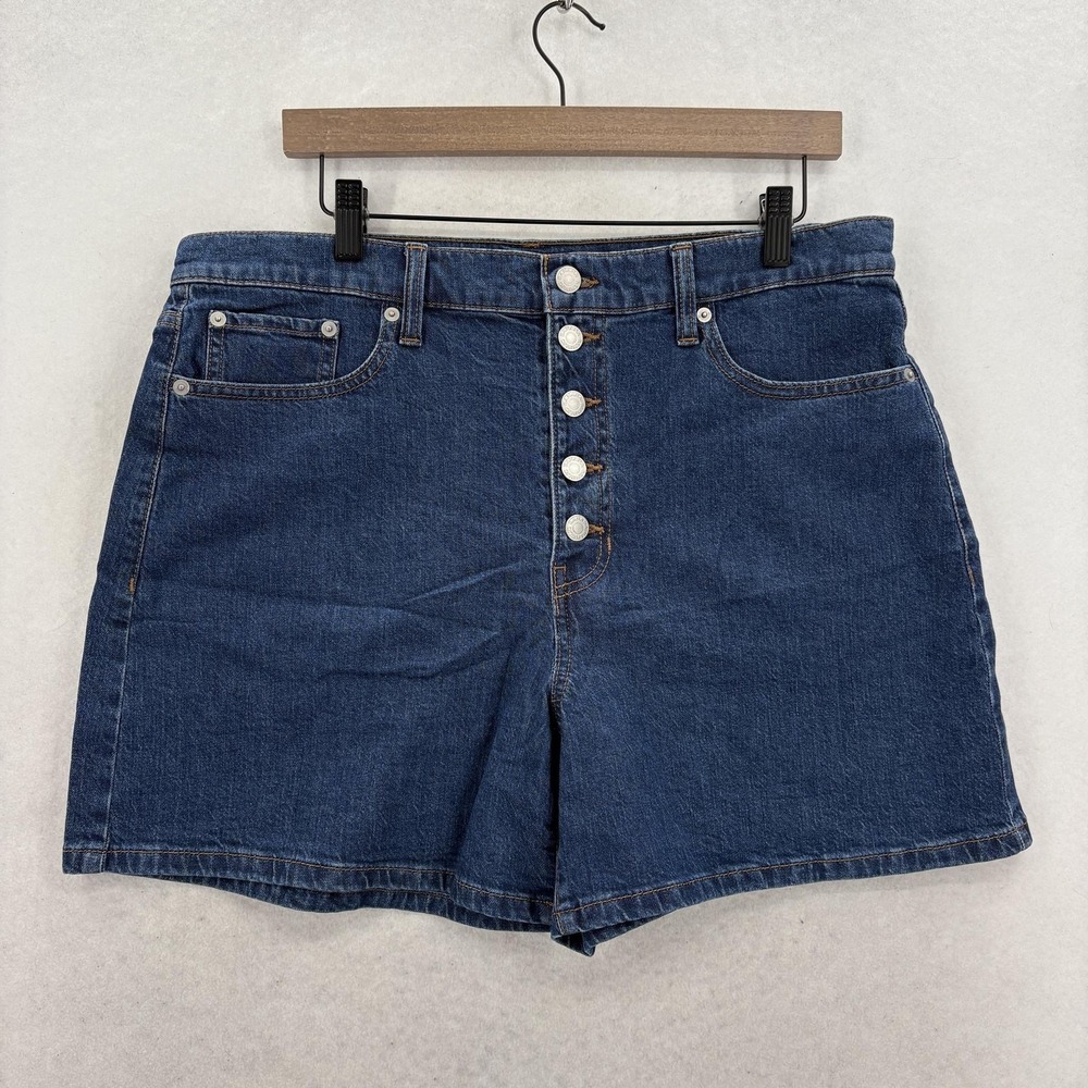 Banana Republic High Rise Mom Shorts Womens 14 Dark Wash Denim Button Fly NWT